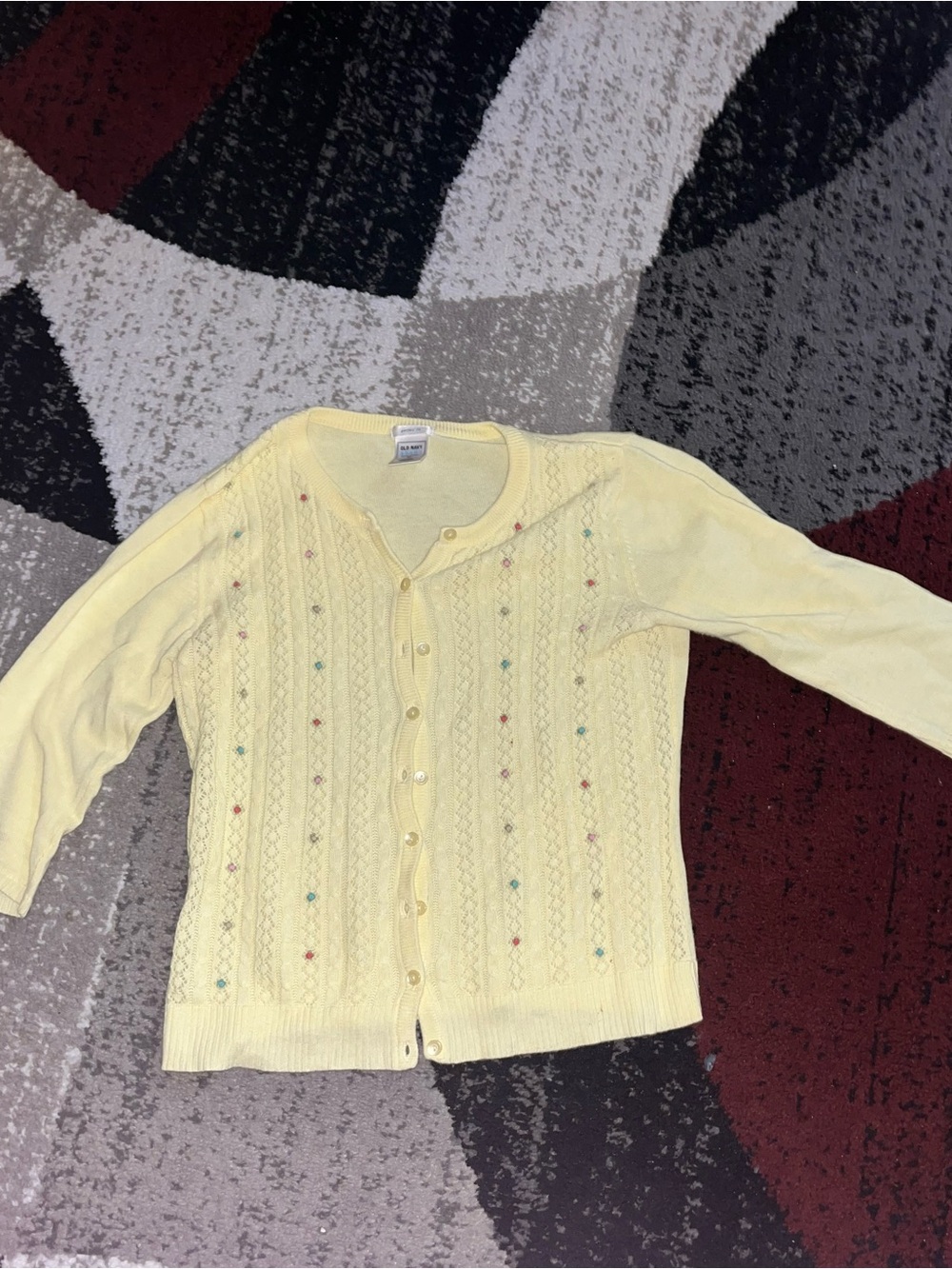 Old Navy Pale Yellow Embroidered Button-Up Cardigan